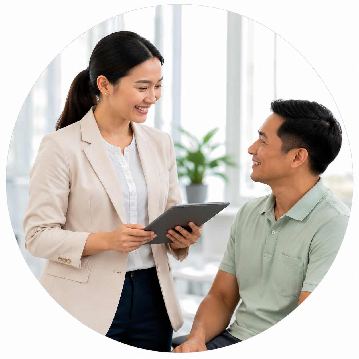 Care coordinator discussing follow-up plans with a patient